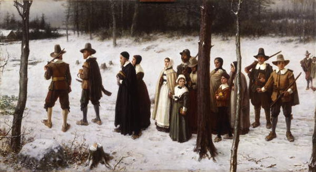 Detail of Pilgrims Going to Church, 1867 by George Henry Boughton