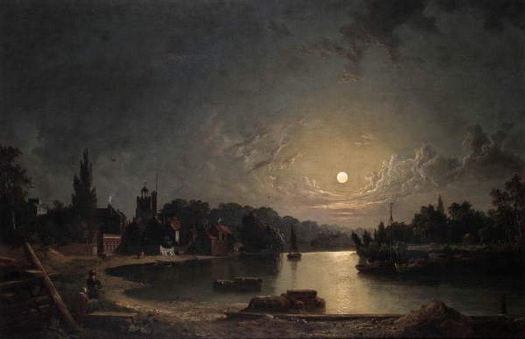 Detail of Twickenham by Moonlight, 1835 by Henry Pether