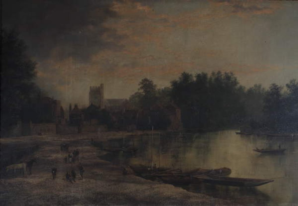 Detail of Twickenham Parish Church and Eel Pie Island, 1821 by William Hardurcke