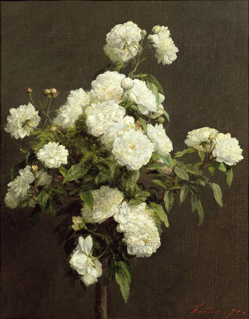 Detail of White Roses, 1870 by Ignace Henri Jean Fantin-Latour