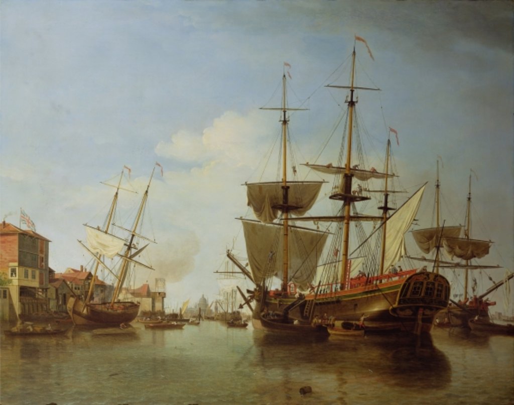 Detail of Shipping on the Thames at Rotherhithe, c.1753 by Samuel Scott