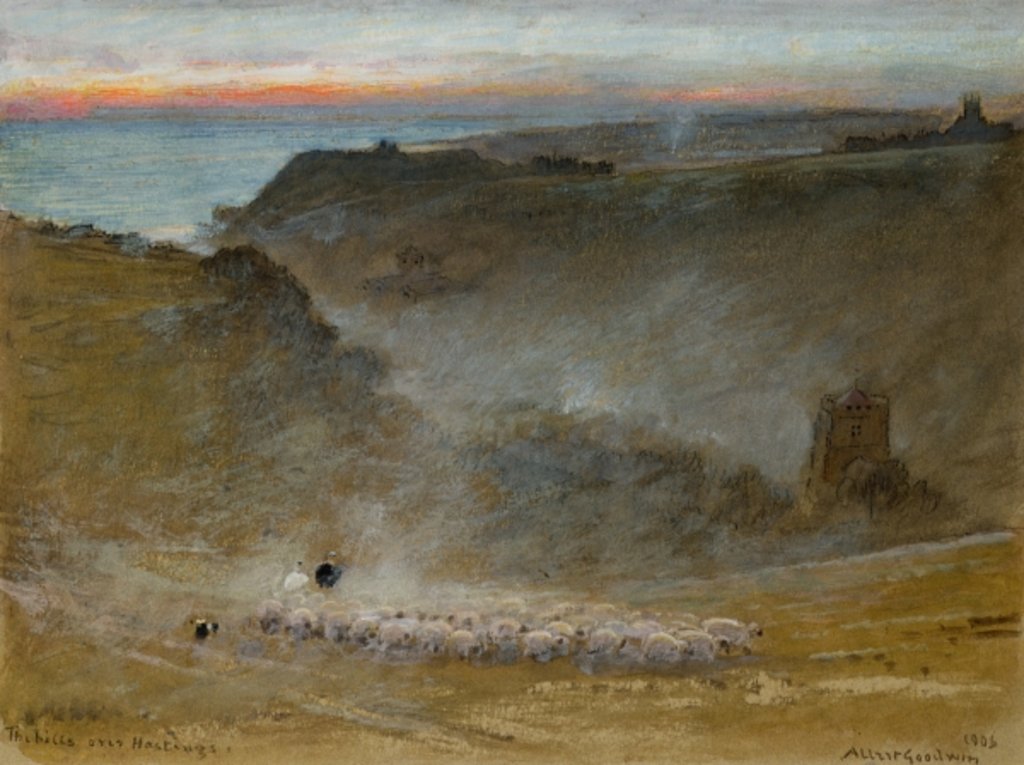 Detail of The Hills Over Hastings, 1906 by Albert Goodwin