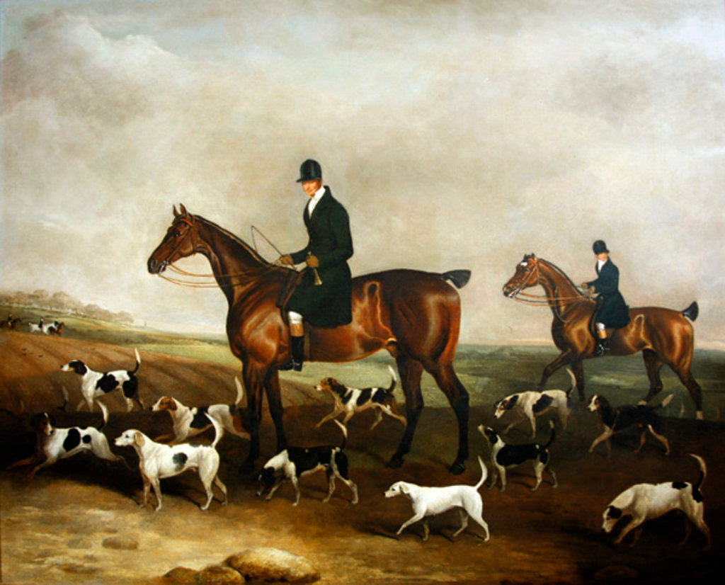 Detail of Michael Beverley with his Whipper in and Harriers, 1831 by Edwin W. Cooper