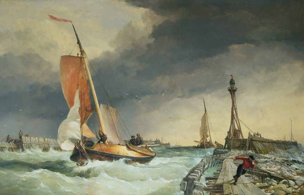 Detail of Zuider Zee - boat returning to port by Edward William Cooke