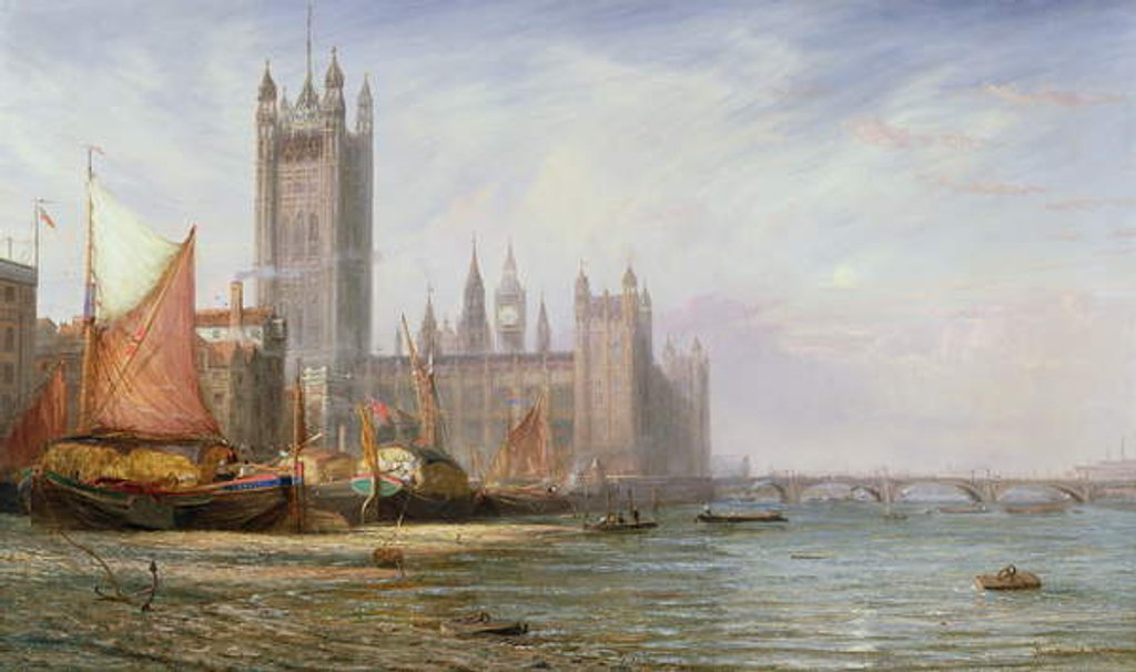 Detail of The Houses of Parliament and Westminster Bridge, c.1875 by James Richard Marquis