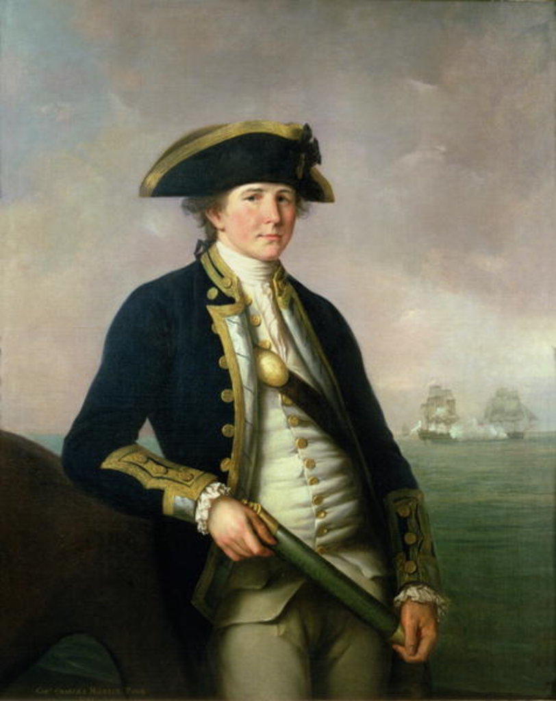 Detail of Captain Charles Morice Pole, 1781 by John Francis Rigaud