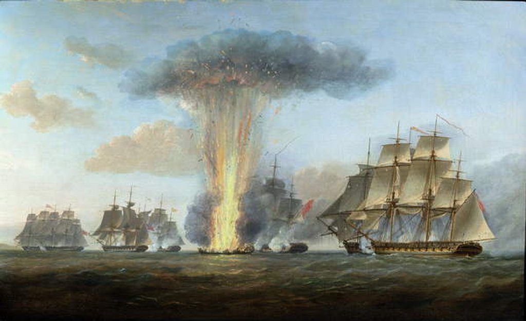 Detail of H.M.S. 'Lively' capturing the Spanish frigate 'Clara' off Cape St. Mary, c.1806 by Nicholas Pocock