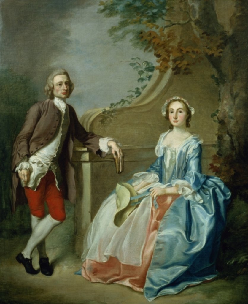 Detail of Portrait of a Gentleman and his Wife by Francis Hayman