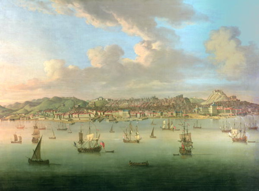 Detail of The British Fleet Sailing into Lisbon Harbour, 1735 by Peter Monamy