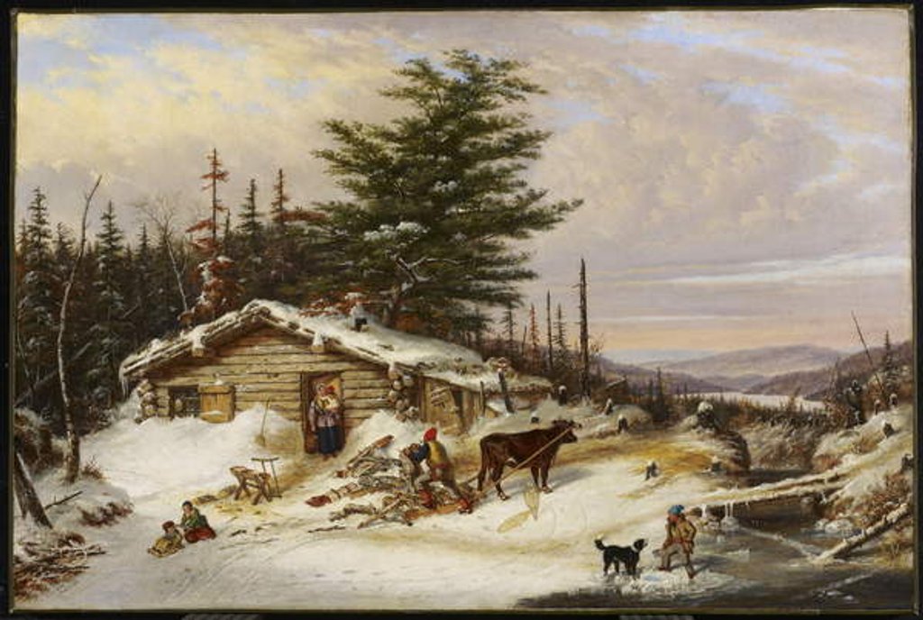 Detail of Settler's Log House, 1856 by Cornelius Krieghoff