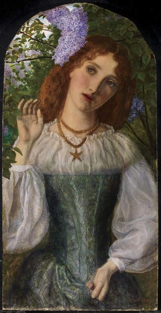 Detail of The Lady with the Lilacs, 1863 by Arthur Hughes