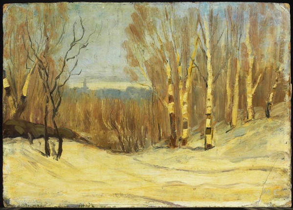 Detail of Winter near Montreal, around 1896 by Maurice Galbraith Cullen