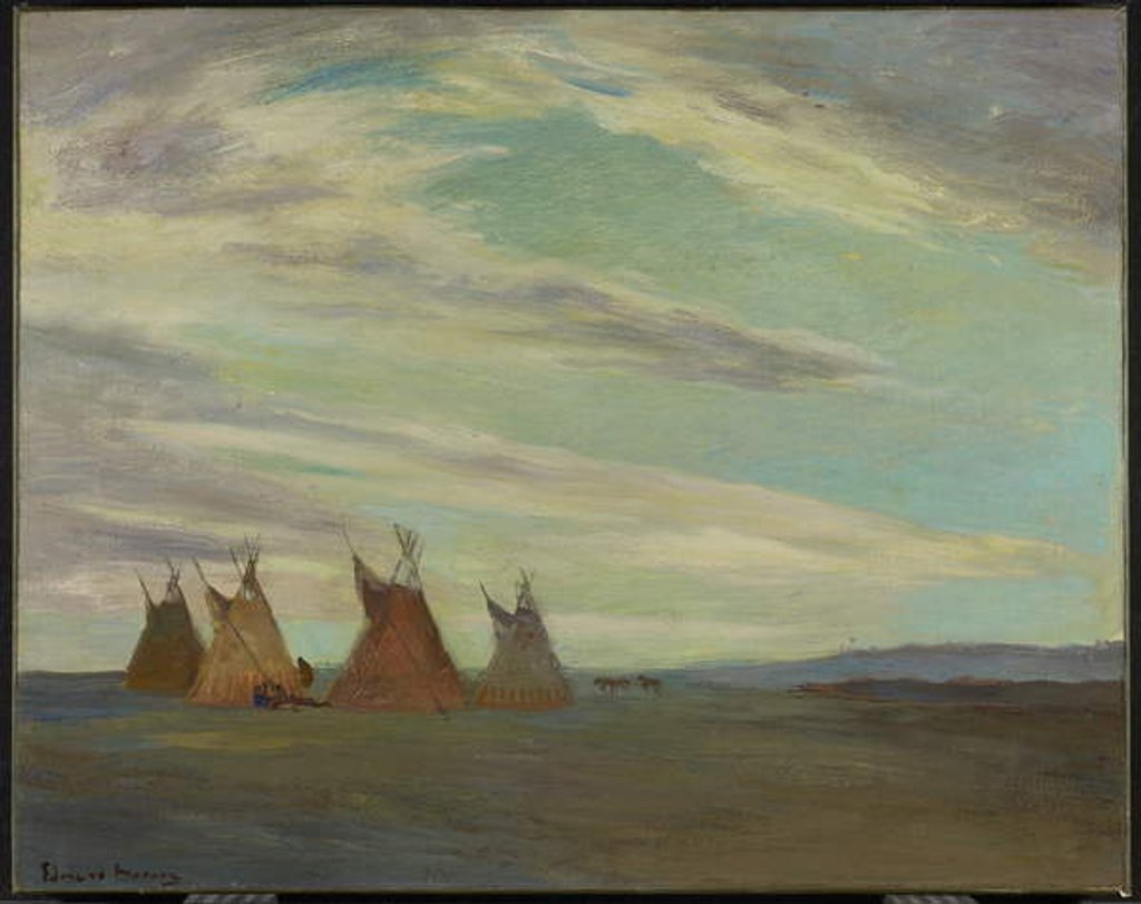 Detail of Indian Encampment on Prairie, late 19th-early 20th century by Edmund Montague Morris