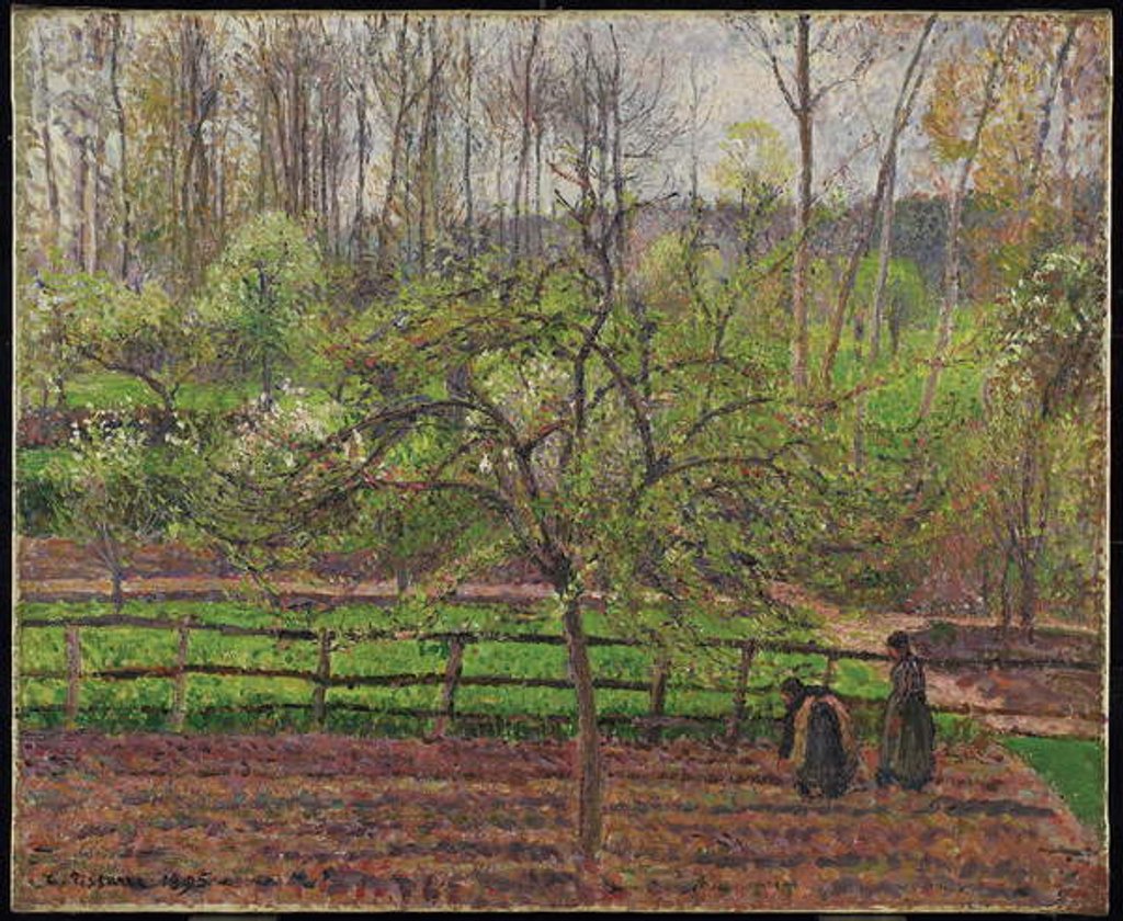 Detail of Springtime, Grey Weather, Eragny, 1895 by Camille Pissarro