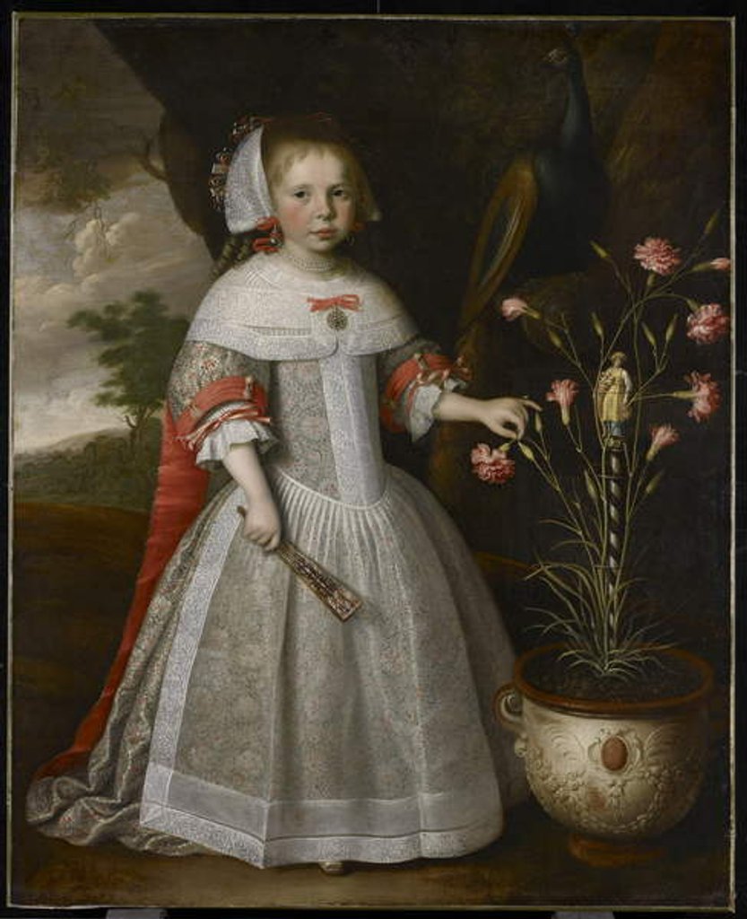 Detail of Portrait of a Young Girl with Carnations, c.1663 by Jan Albertsz Rotius