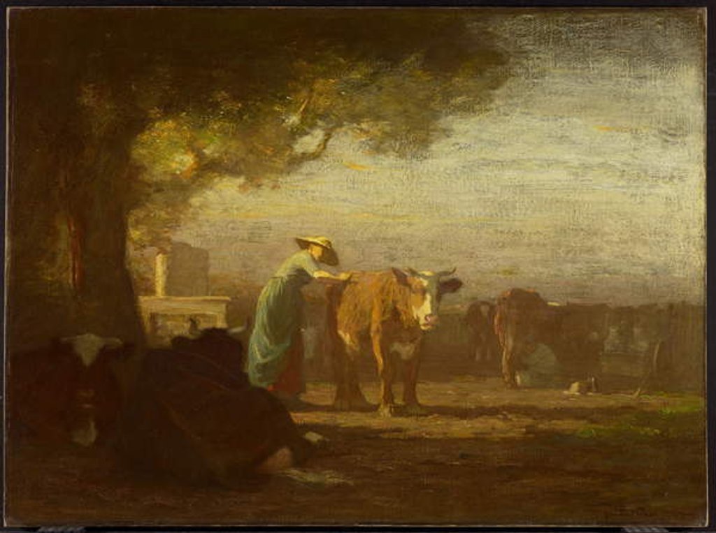 Detail of The Milkyard, c.1908 by Horatio Walker