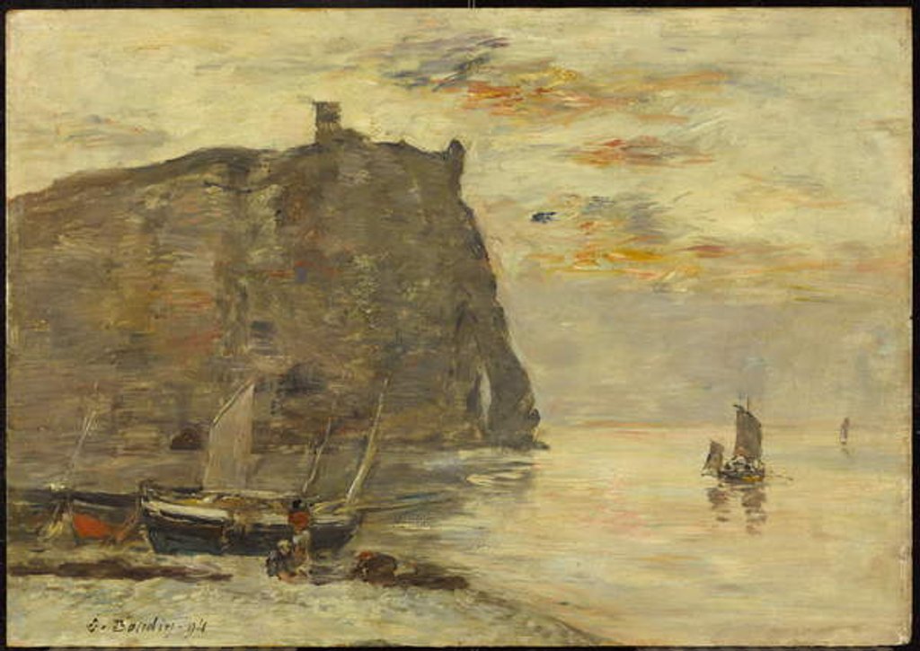 Detail of Falaises à Etrétat, 1894 by Eugene Louis Boudin