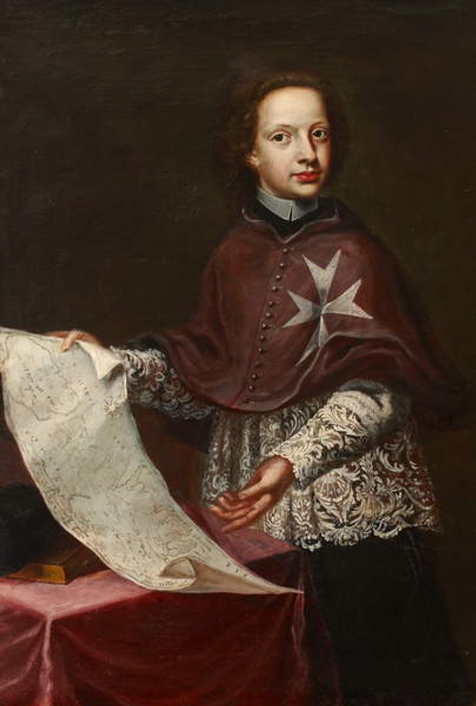 Detail of A Chaplain of the Order with a Map by English School