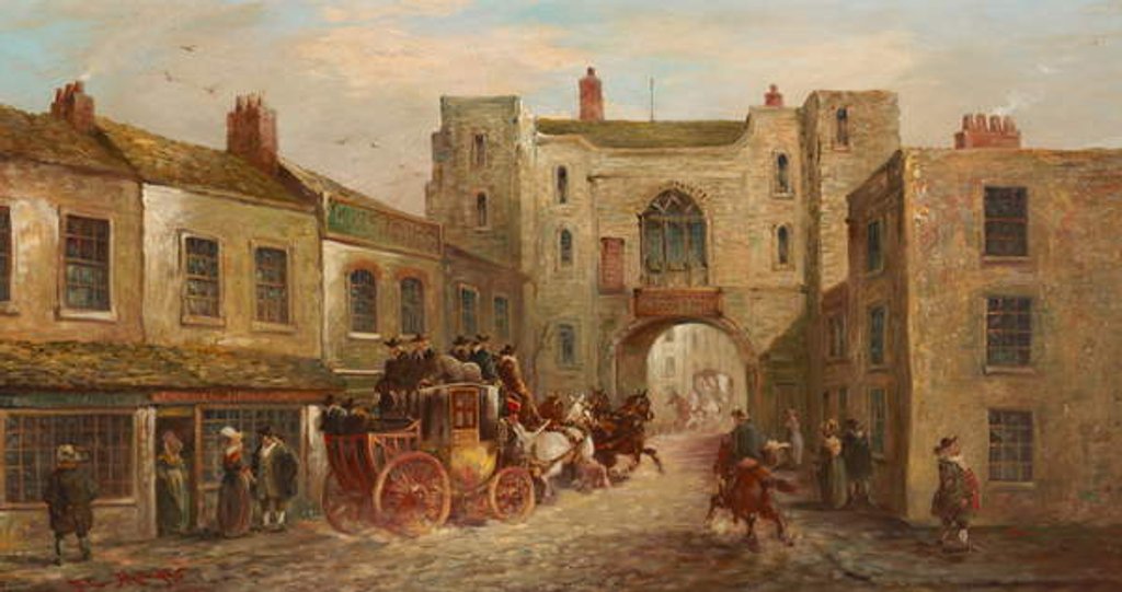Detail of St John's Gate from the North with Coach and Horses, 1880 by J.C. Maggs