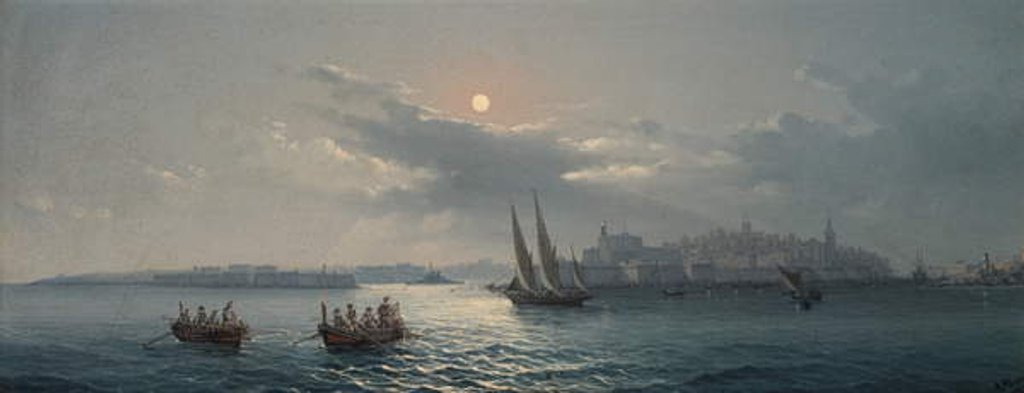 Detail of View of the Grand Harbour, Valletta, 1885 by Giancinto Gianni