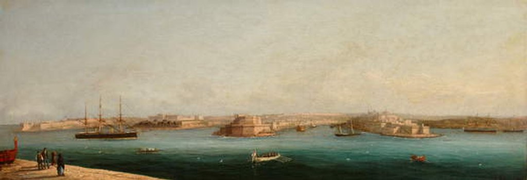 Detail of Grand Harbour and Three Cities from the Quayside of Valletta, 1869 by Giancinto Gianni