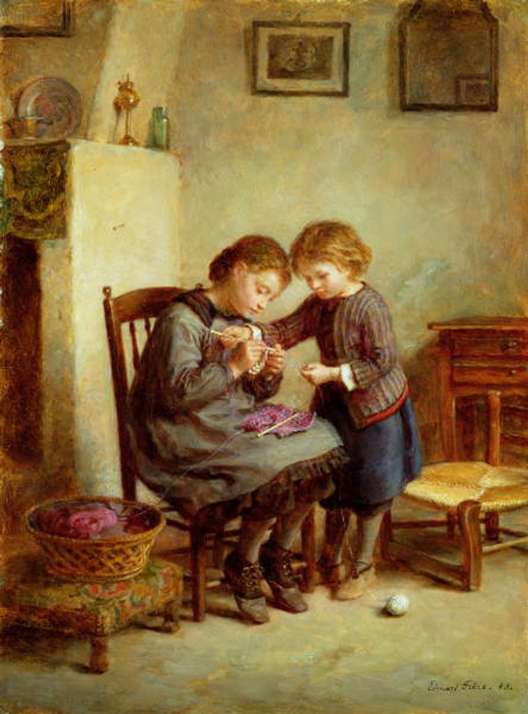 Detail of La Tricoteuse by Pierre Edouard Frere