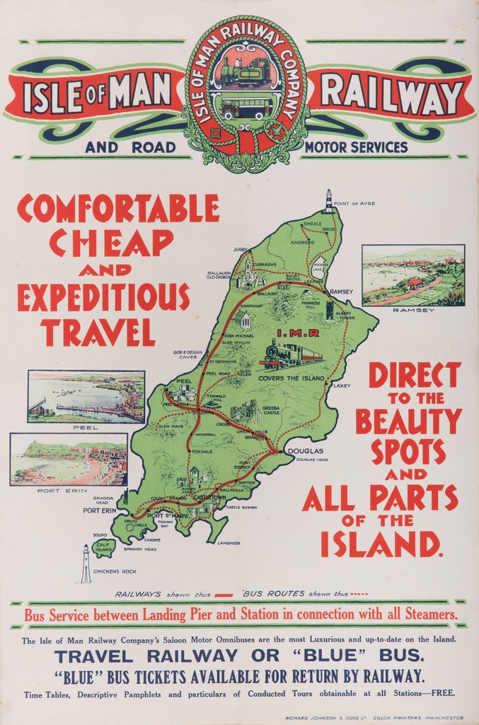 Detail of Isle of Man Railway and Road Motor Services. Comfortable cheap and expeditious travel... by Unknown