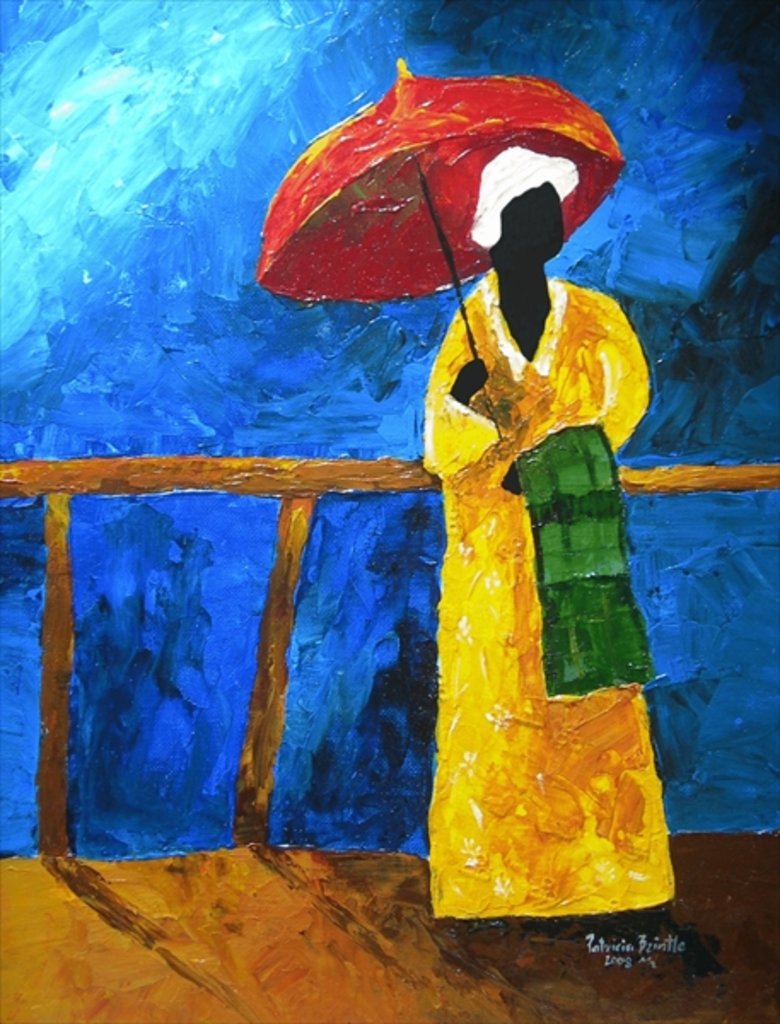 Detail of Green plaid on the boardwalk, 2008, by Patricia Brintle