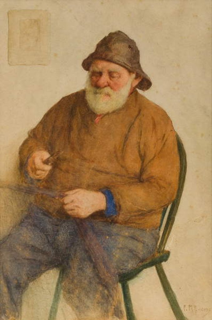 Detail of Fisherman Mending Nets by Frederick James McNamara Evans