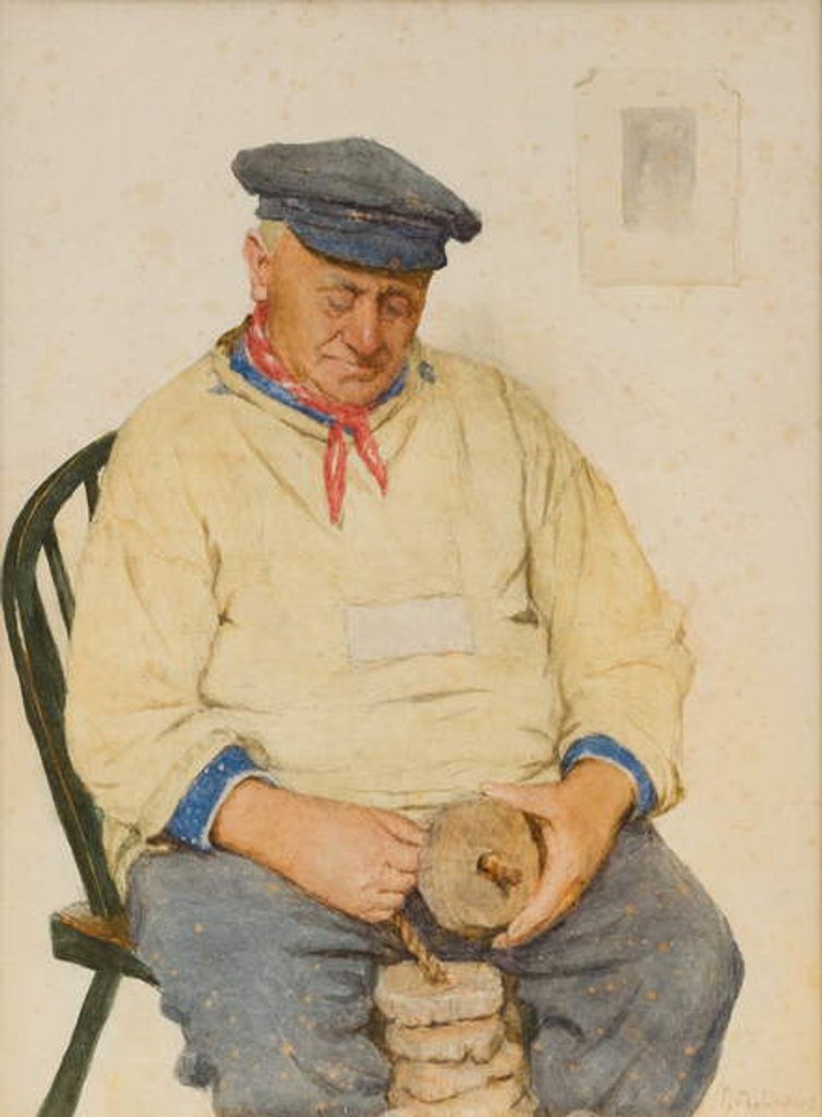 Detail of Fisherman Threading Corks by Frederick James McNamara Evans