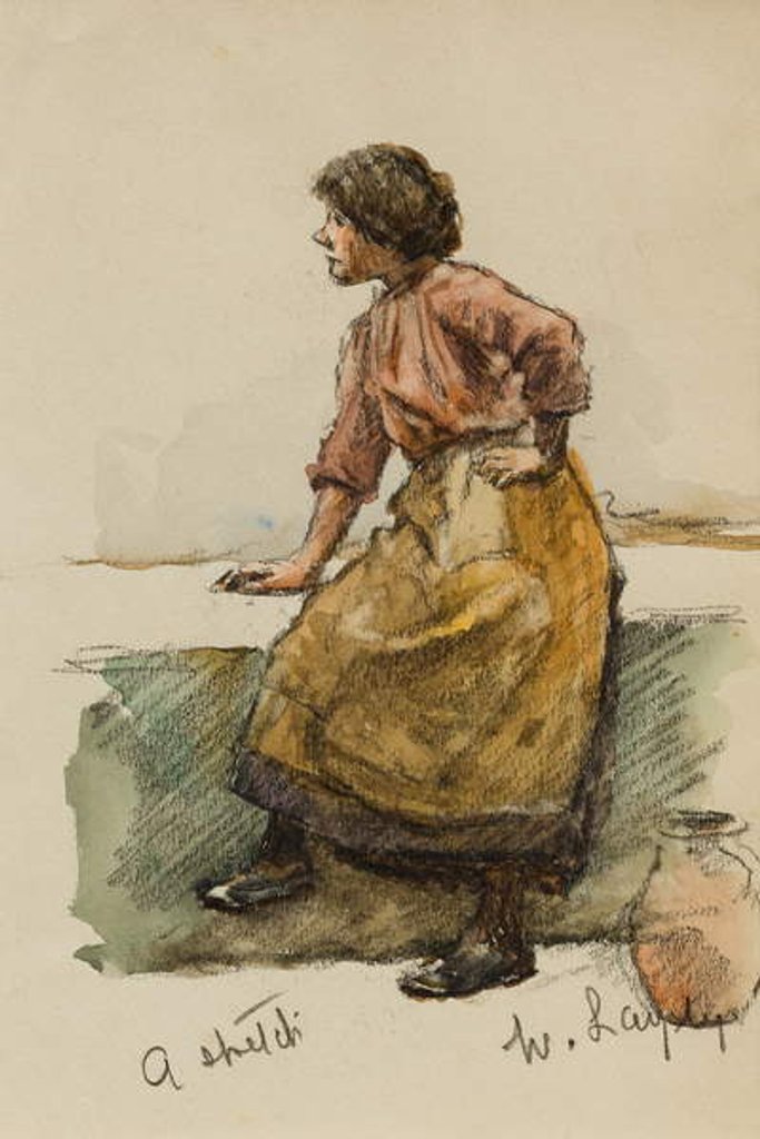 Detail of Study of a Girl on a Harbour Wall by Walter Langley
