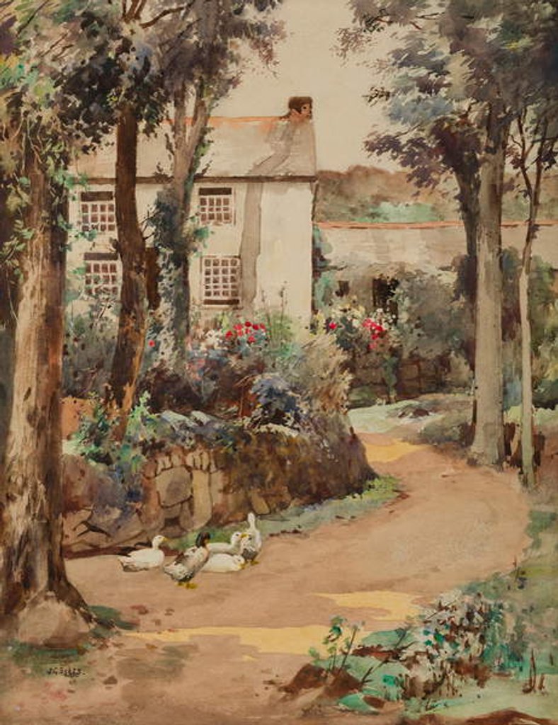 Detail of Kemyl Cottage, Lamorna by John Guttridge Sykes