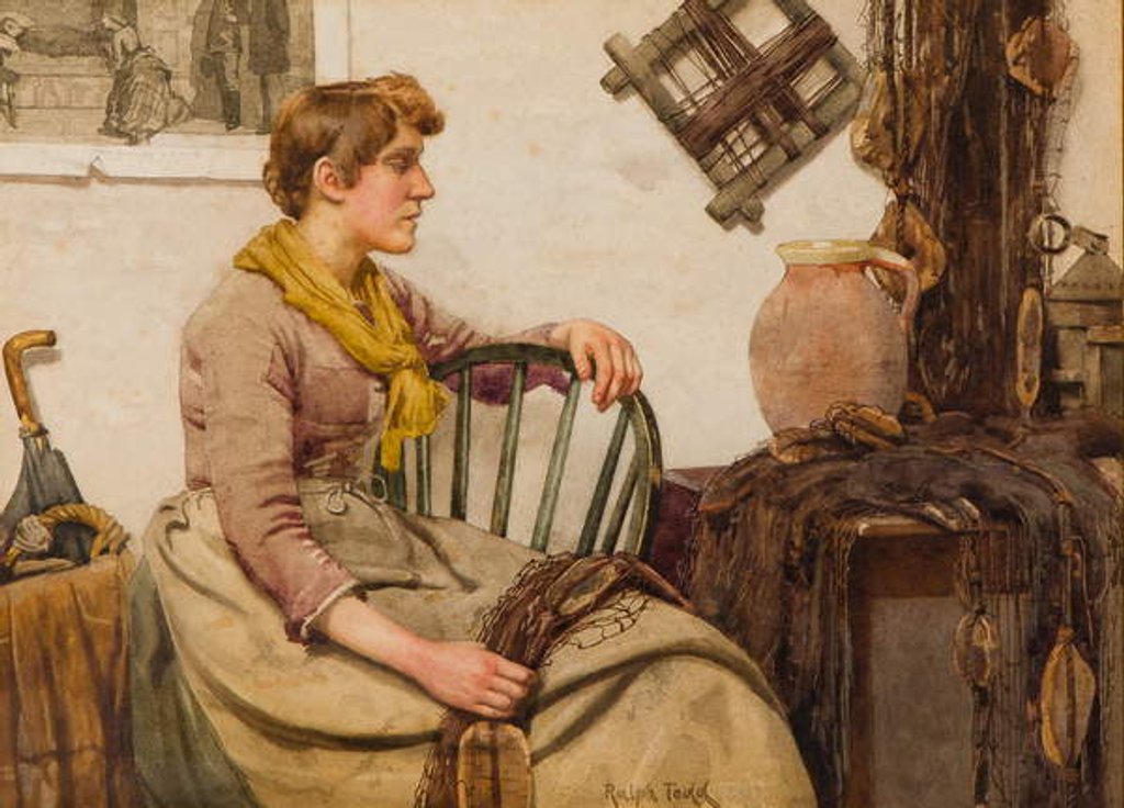 Detail of Woman Mending Nets by Ralph Todd