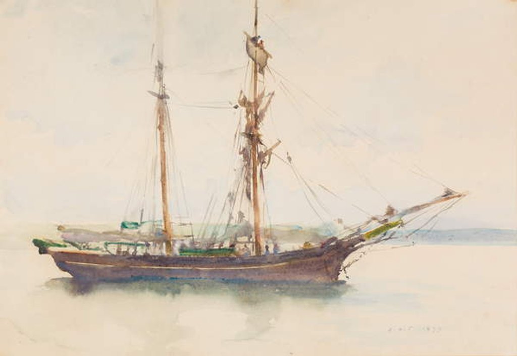Detail of Barque with Sails Dropped by Henry Scott Tuke