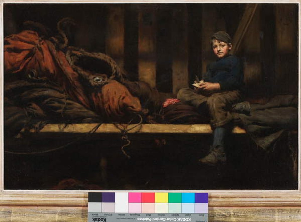 Detail of Dinner Time - Ambrose Rouffignac in the Sail Loft, 1883 by Henry Scott Tuke