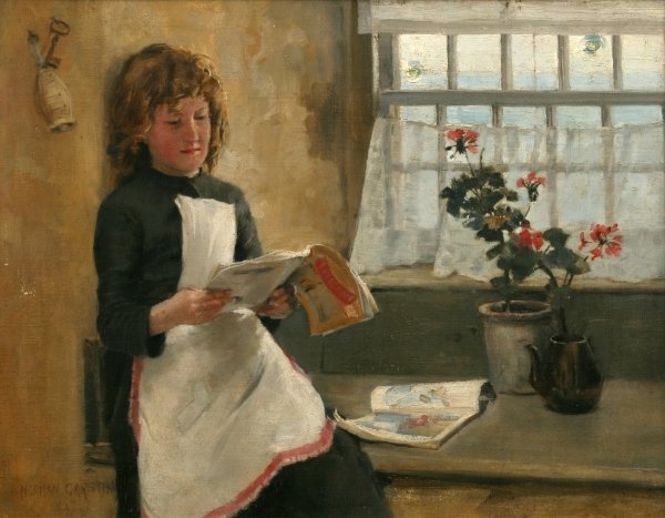 Detail of Girl in a Cottage Window, 1887 by Norman Garstin