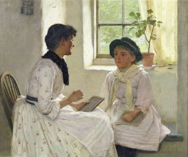 Detail of The Lesson, 1889 by Edwin Harris