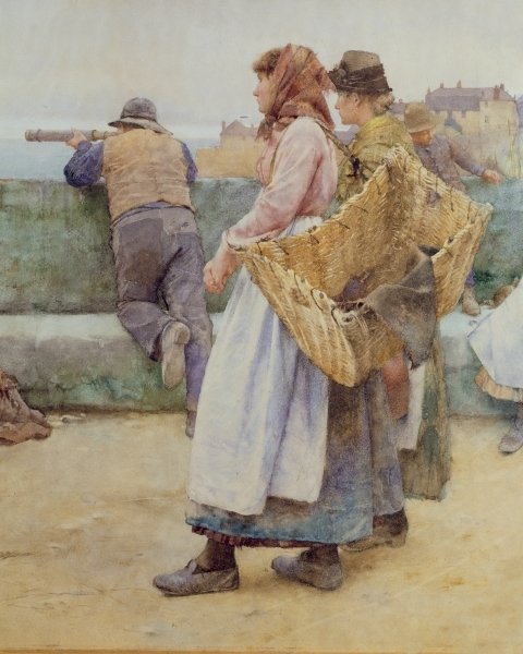 Detail of In a Cornish Fishing Village: Departure of the Fleet for the North by Walter Langley