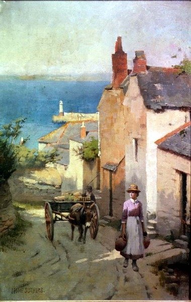 Detail of Newlyn from the bottom of Adit Lane, 1886-94 by Leghe Suthers