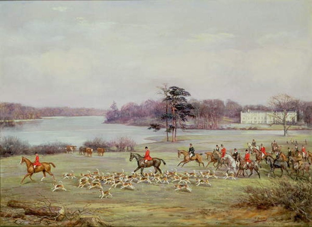 Detail of The South Cheshire Hunt in Combermere Park, 1904 by Godfrey Douglas Giles