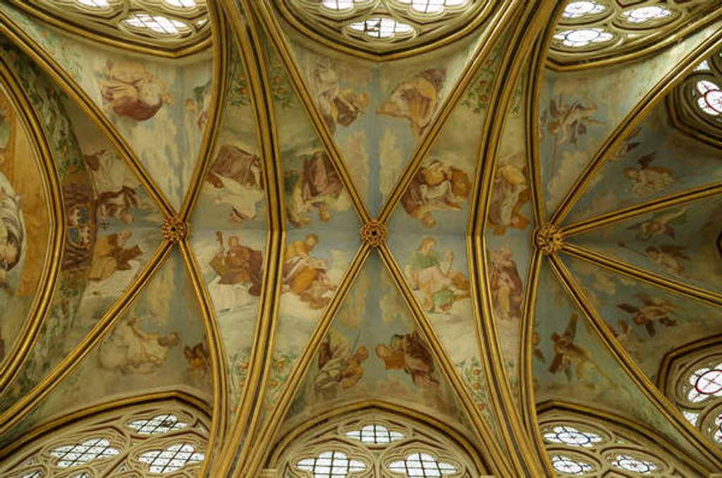 Detail of The Vaults of the Rayonnant Chapel of the Abbey with Renaissance paintings, 13th-16th century by Francesco Primaticcio