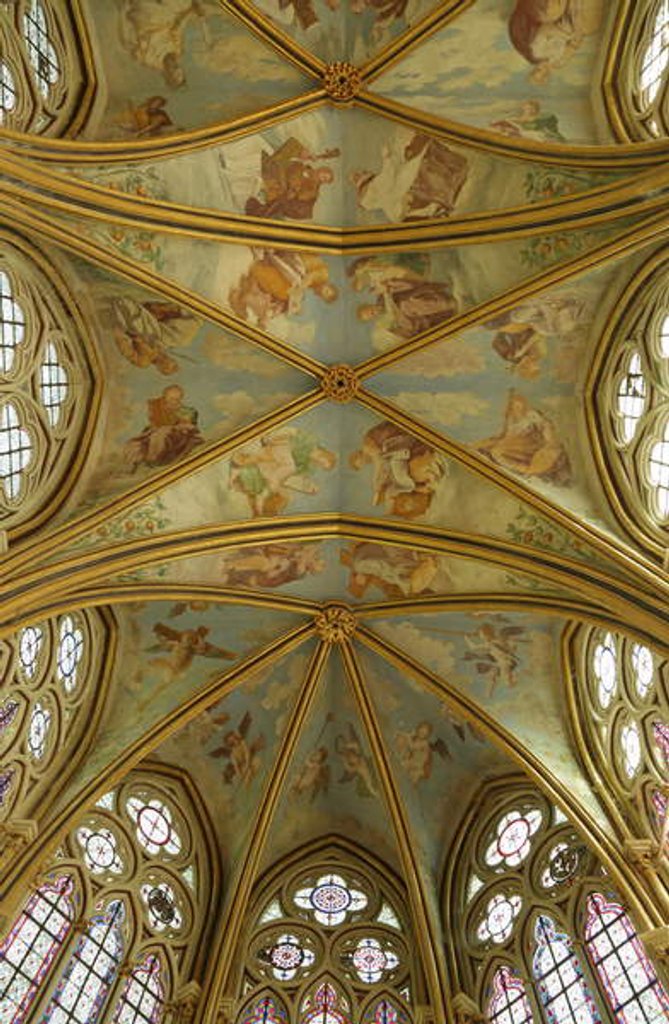 Detail of The Vaults of the Rayonnant Chapel of theAbbey with Renaissance paintings , 13th-16th century by Francesco Primaticcio