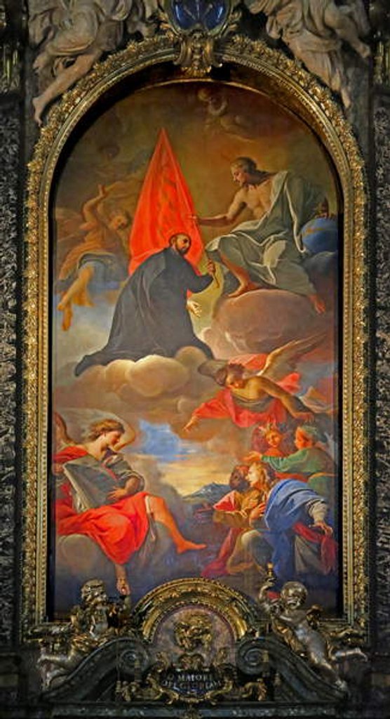 Detail of Painting of a saint with Christ, angels and worshippers by Giovanni Battista Gaulli