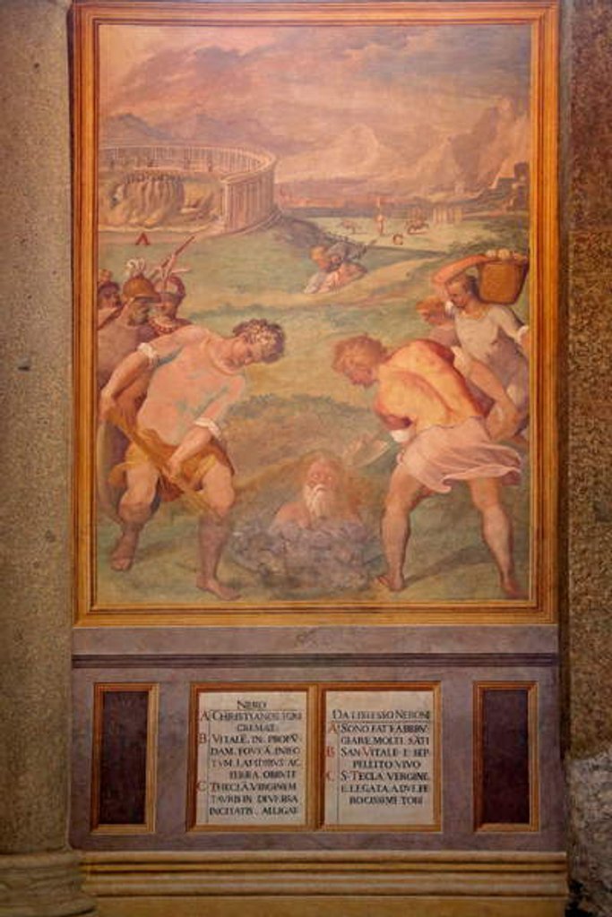 Detail of Nero orders Christian martyrdom by burying with fire by Cristoforo & Tempesta Antonio Roncalli