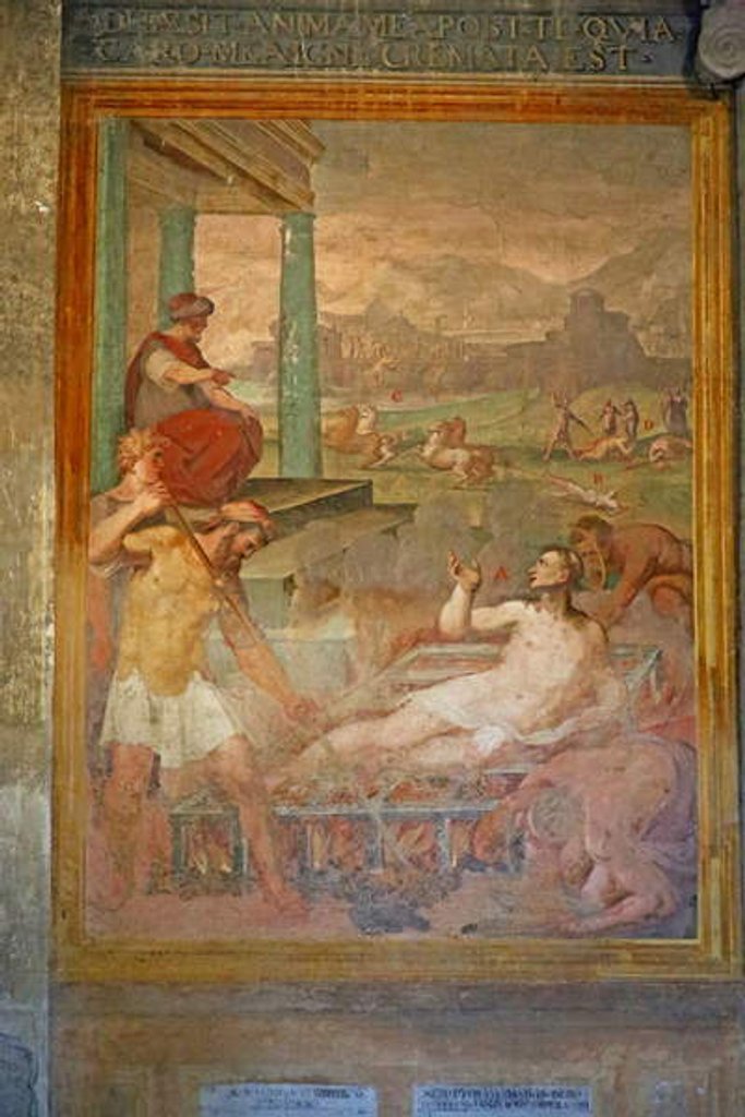 Detail of Martyrdom, possibly of St Lawrence by Cristoforo & Tempesta Antonio (1555-1630) Roncalli