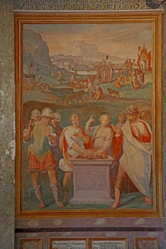 Detail of Two young Christians put their hands into the fire by Cristoforo & Tempesta Antonio Roncalli