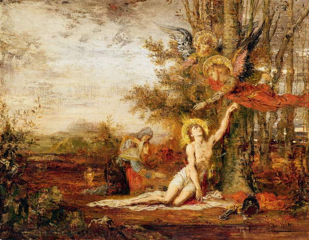Detail of Christ with Angels by Gustave Moreau