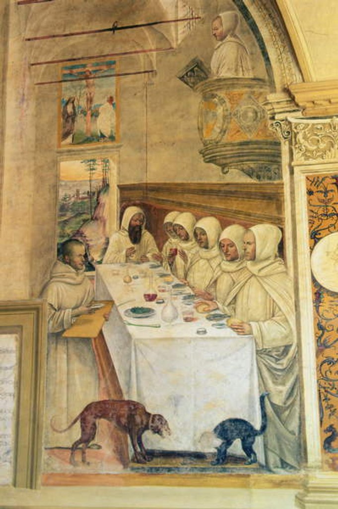 Detail of St. Benedict finds flour and feeds the monks by L. & Sodoma G. Signorelli
