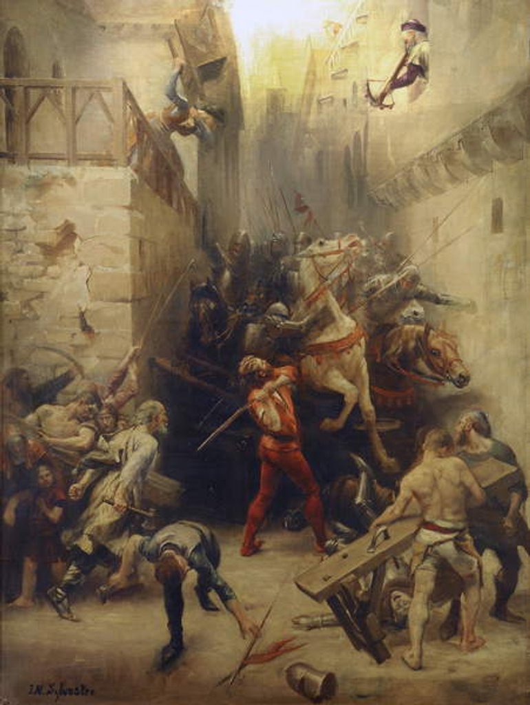 Detail of The Bag of Beziers in 1209 by Joseph-Noel Sylvestre