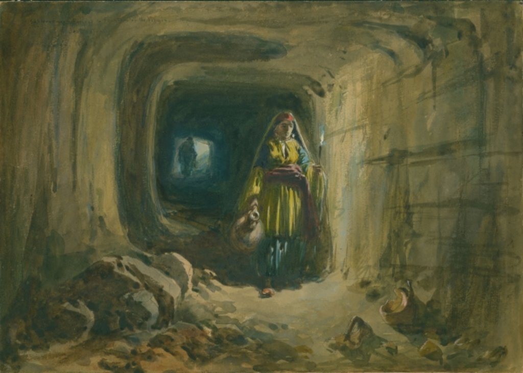 Detail of Subterranean Passage to Fountain of the Virgin, Jerusalem, 1869 by William 'Crimea' Simpson